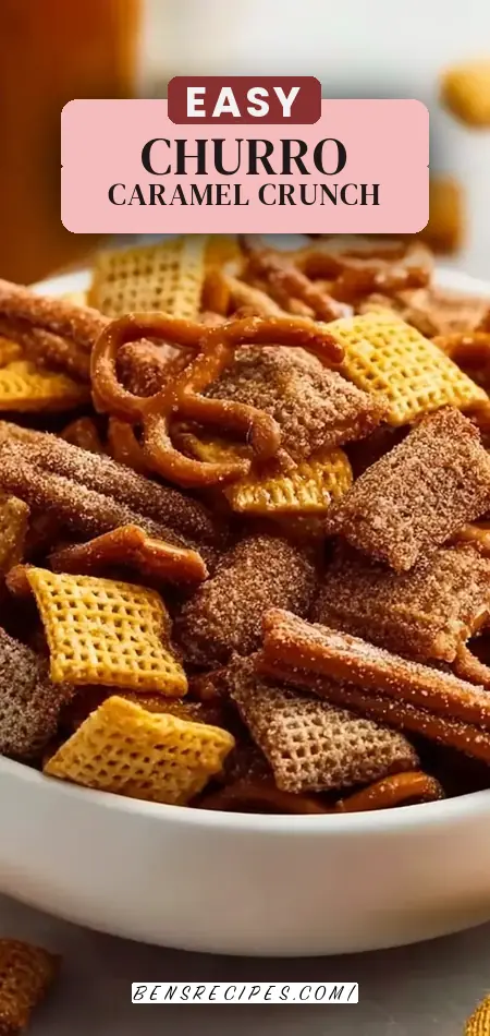 Pinterest pin (Design 2) for Caramel Churro Chex Mix