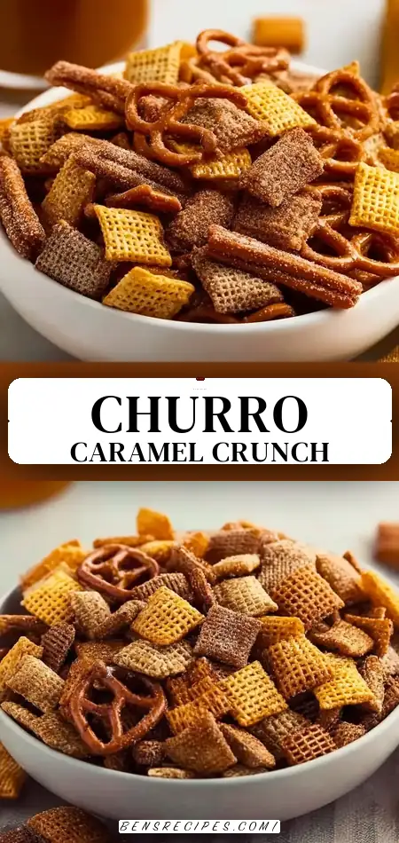 Pinterest pin (Design 3) for Caramel Churro Chex Mix