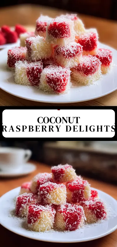 Pinterest pin (Design 3) for Raspberry Coconut Cake Bites