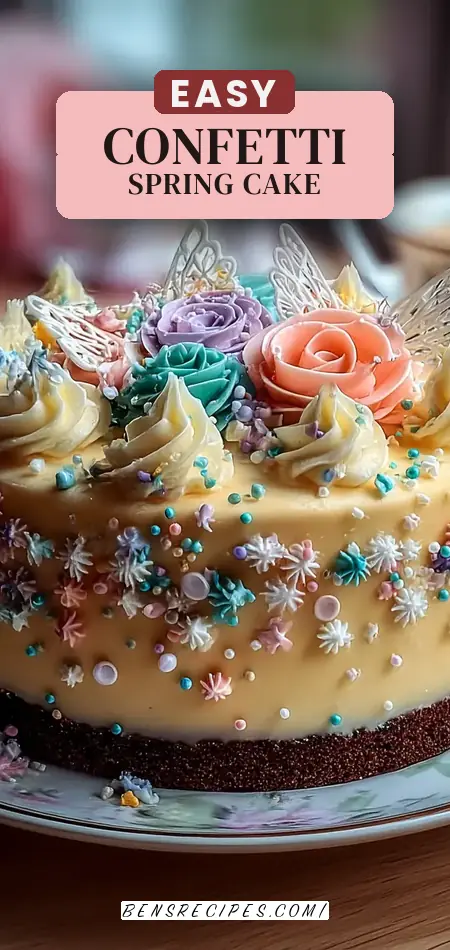 Pinterest pin (Design 2) for Confetti Spring Cake