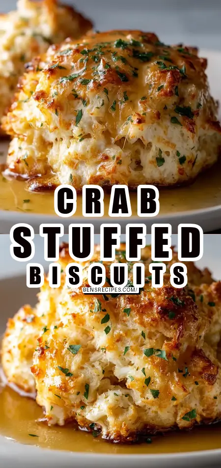 Pinterest pin (Design 1) for Crab Stuffed Cheddar Bay Biscuits with Lemon Butter Sauce