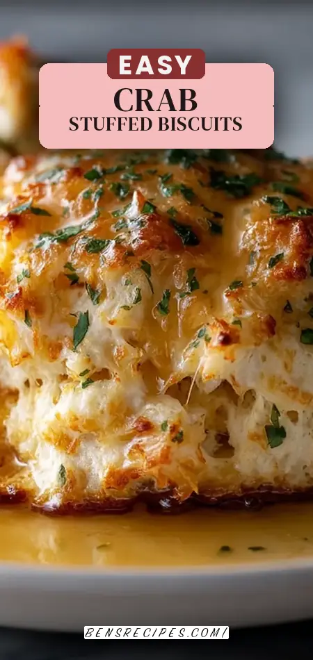 Pinterest pin (Design 2) for Crab Stuffed Cheddar Bay Biscuits with Lemon Butter Sauce