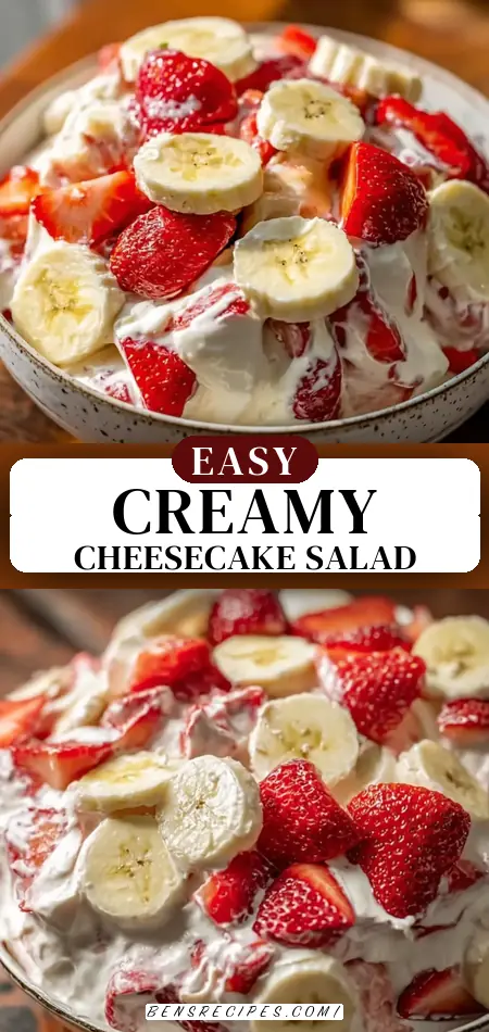 Pinterest pin (Design 3) for Strawberry Banana Cheesecake Salad Recipe – Creamy & Easy