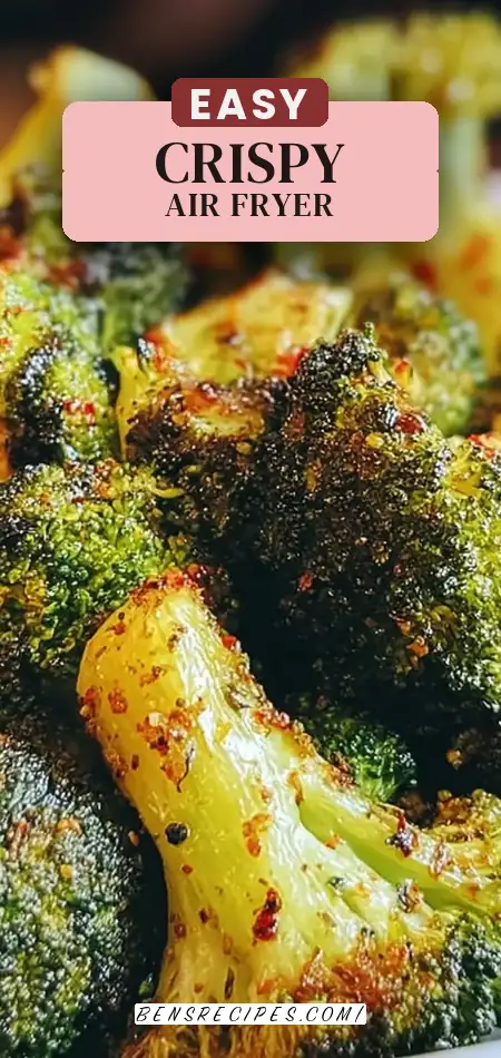 Pinterest pin (Design 2) for Crispy Air Fryer Broccoli