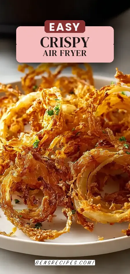 Pinterest pin (Design 2) for Crispy Air Fryer Onions: Perfectly Crunchy Snack Recipe