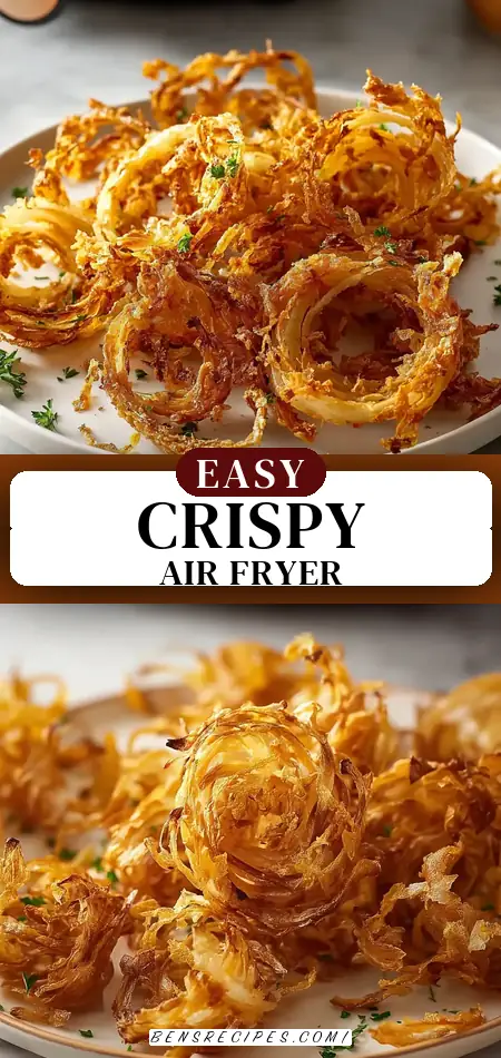 Pinterest pin (Design 3) for Crispy Air Fryer Onions: Perfectly Crunchy Snack Recipe