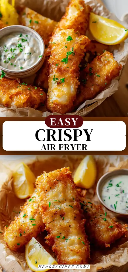 Pinterest pin (Design 3) for Air Fryer Battered Fish
