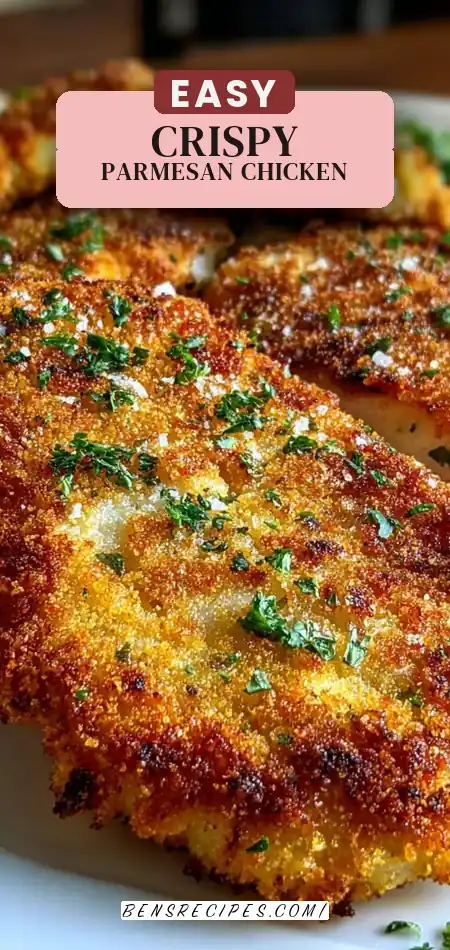 Pinterest pin (Design 2) for Crispy Air Fryer Parmesan Crusted Chicken