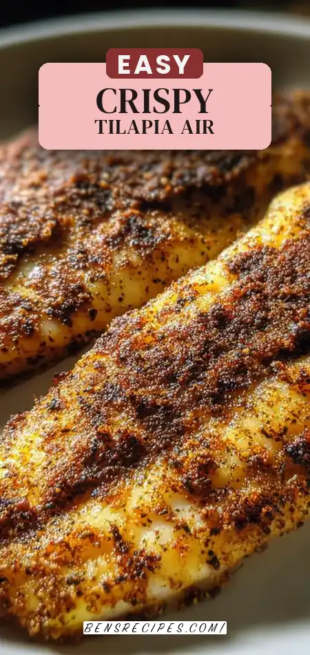 Pinterest pin (Design 2) for 15-Minute Air Fryer Tilapia: Crispy, Quick & Irresistible