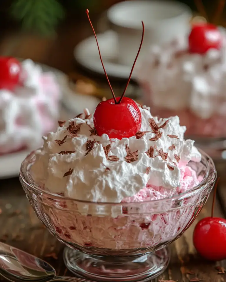 A delicious plate of Cherry Cheesecake Fluff