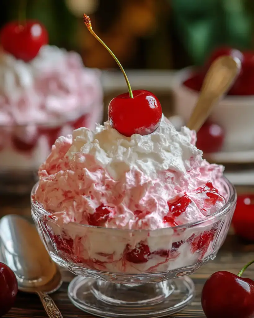 A delicious plate of Cherry Cheesecake Fluff