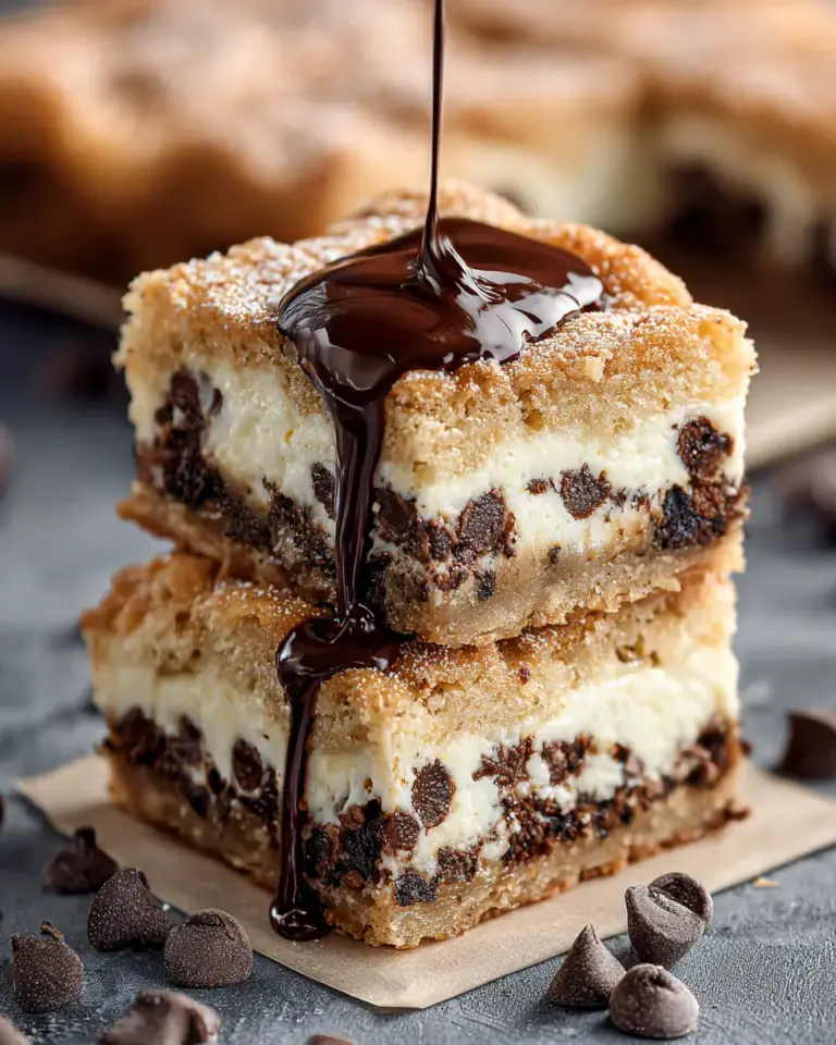 A delicious plate of Chocolate Chip Cheesecake Bars