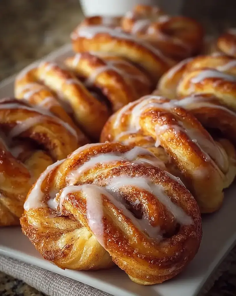 A delicious plate of Cinnamon Roll Bread Twists