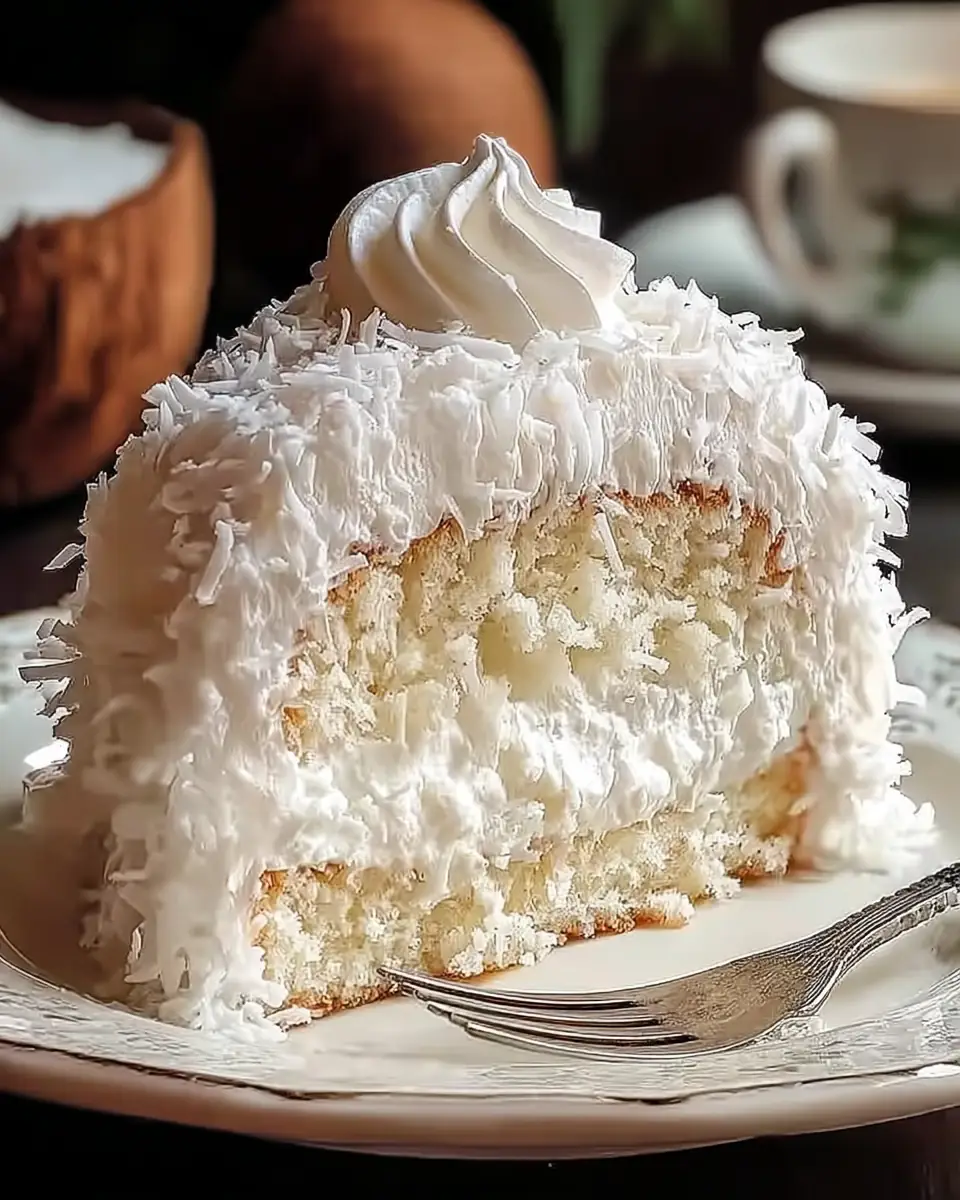 A delicious plate of Coconut Cloud Cake Recipe
