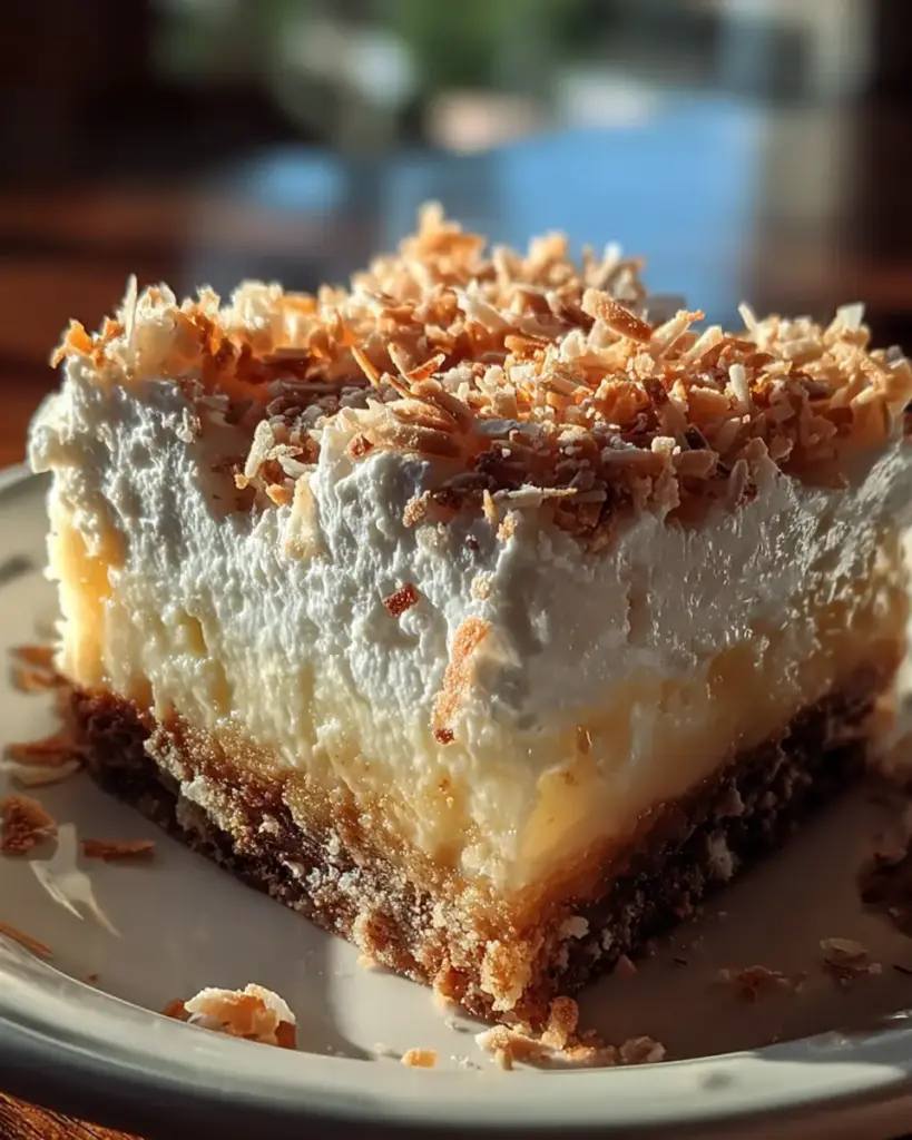 A delicious plate of Coconut Cream Dream Bars