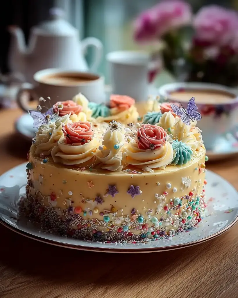 A delicious plate of Confetti Spring Cake