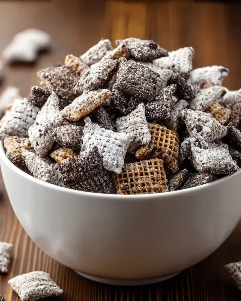 A delicious plate of Cookies and Cream Muddy Buddies Recipe