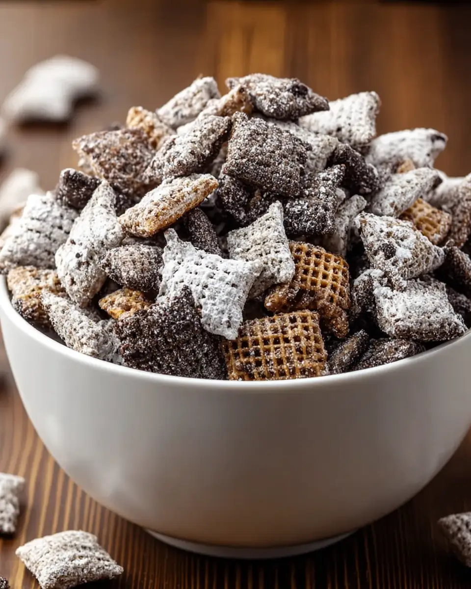 A delicious plate of Cookies and Cream Muddy Buddies Recipe