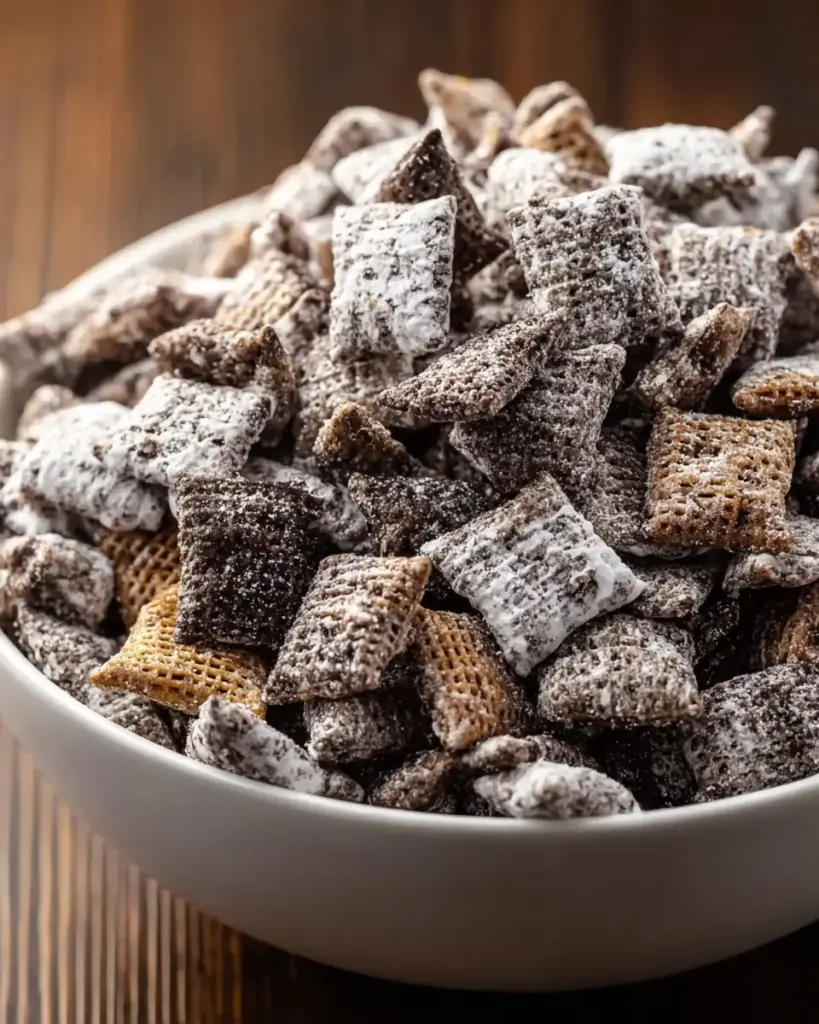 A delicious plate of Cookies and Cream Muddy Buddies Recipe