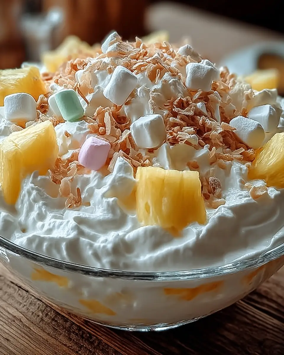 A delicious plate of Cool Whip Pineapple Fluff