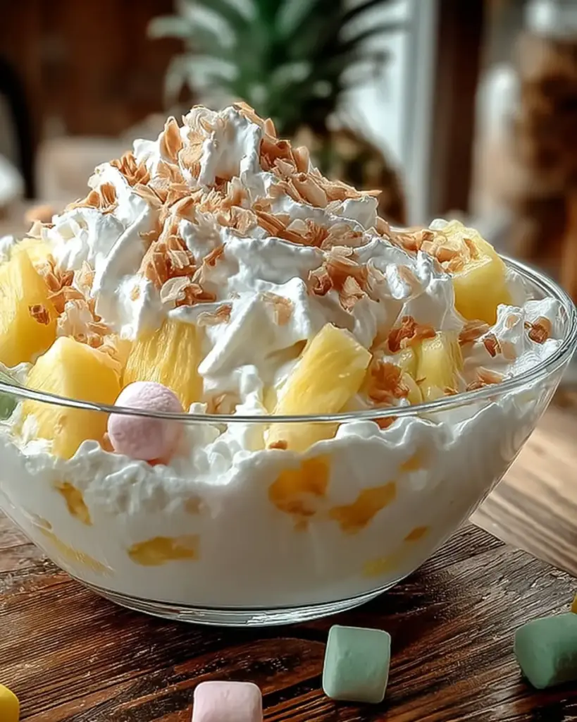 A delicious plate of Cool Whip Pineapple Fluff