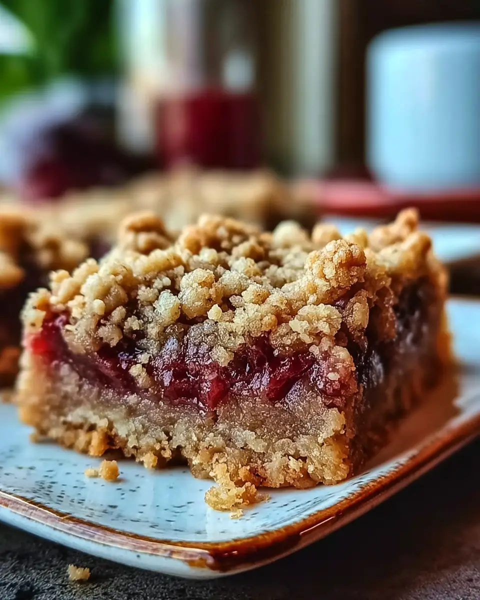 A delicious plate of Cozy Rhubarb Crumble Bars