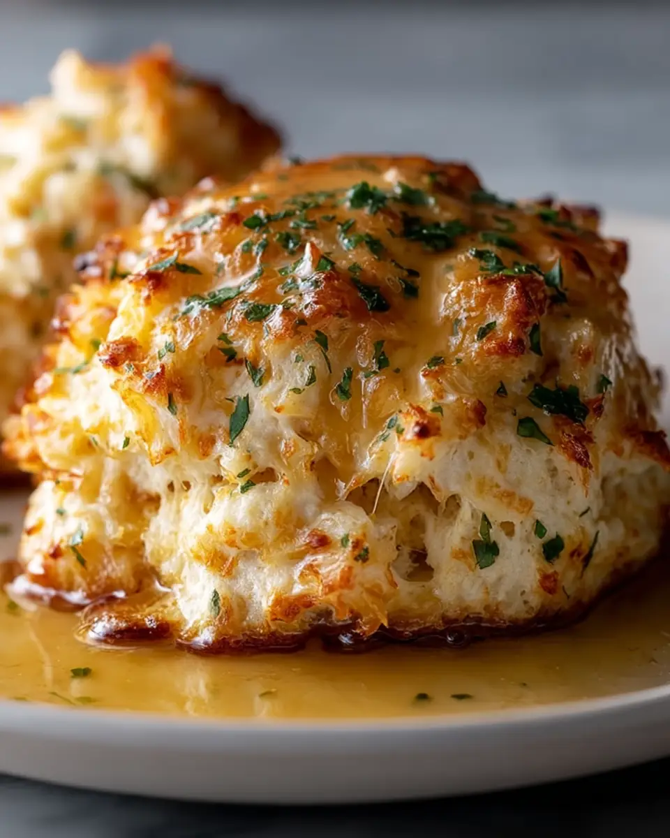 A delicious plate of Crab Stuffed Cheddar Bay Biscuits with Lemon Butter Sauce