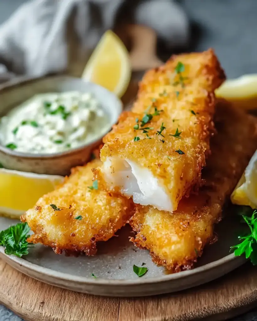 A delicious plate of Crispy Air Fryer Battered Fish for Guilt-Free Indulgence
