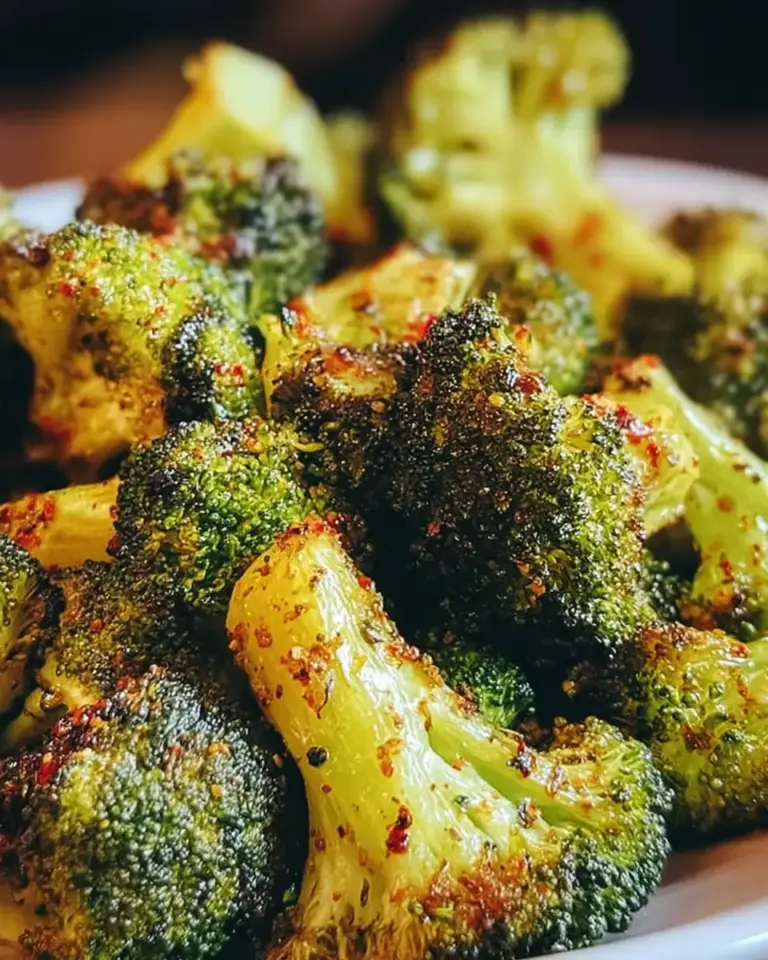 A delicious plate of Crispy Air Fryer Broccoli