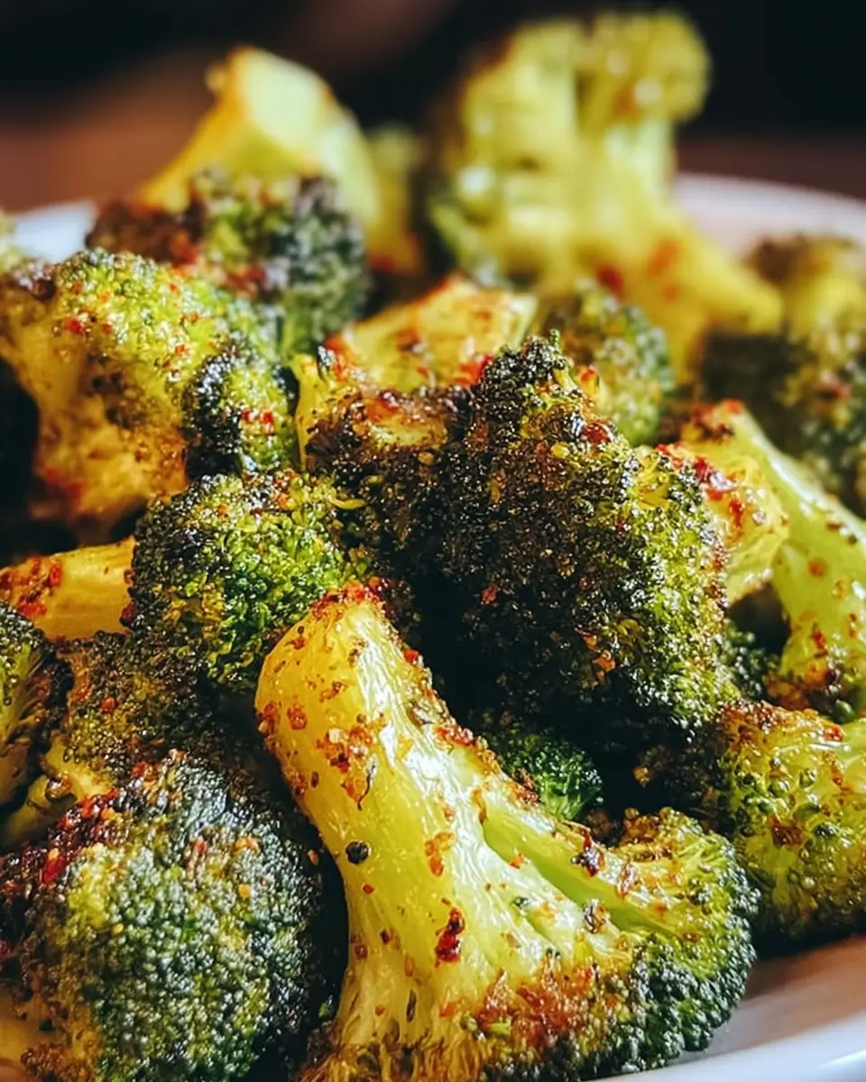 A delicious plate of Crispy Air Fryer Broccoli