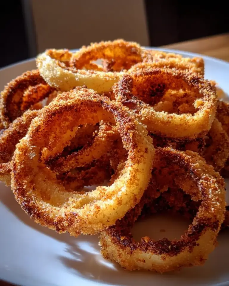 A delicious plate of Crispy Air Fryer Onion Rings in Just 10 Minutes