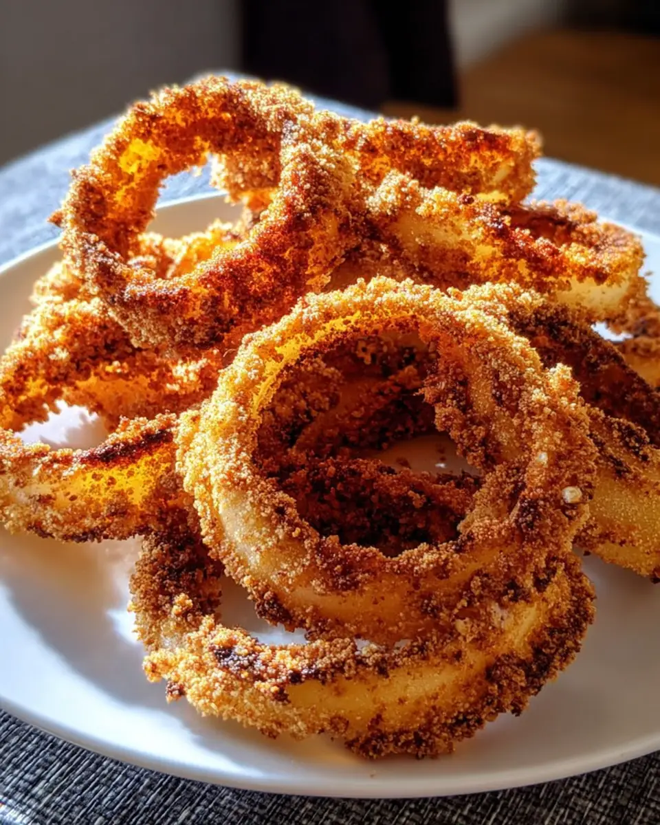 A delicious plate of Crispy Air Fryer Onion Rings in Just 10 Minutes