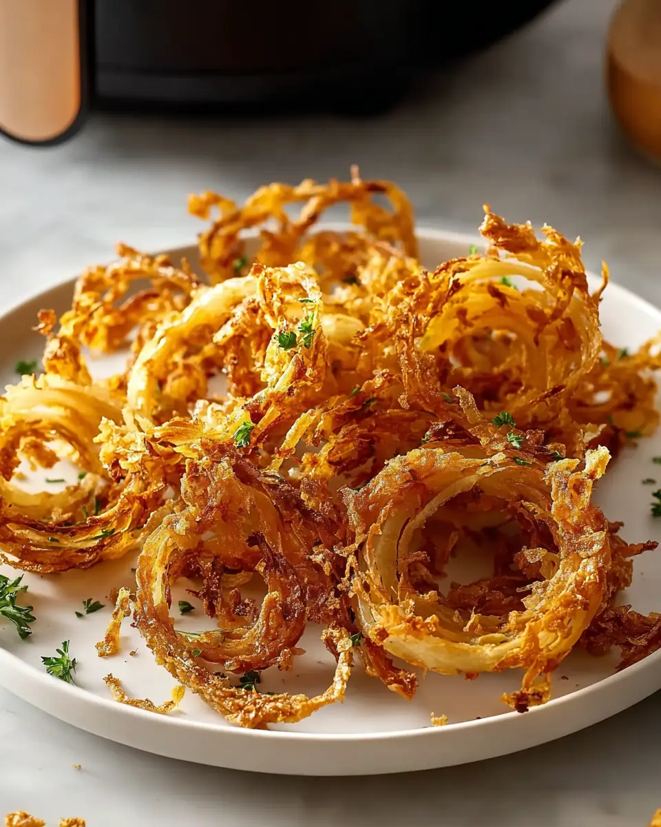 A delicious plate of Crispy Air Fryer Onions: Perfectly Crunchy Snack Recipe