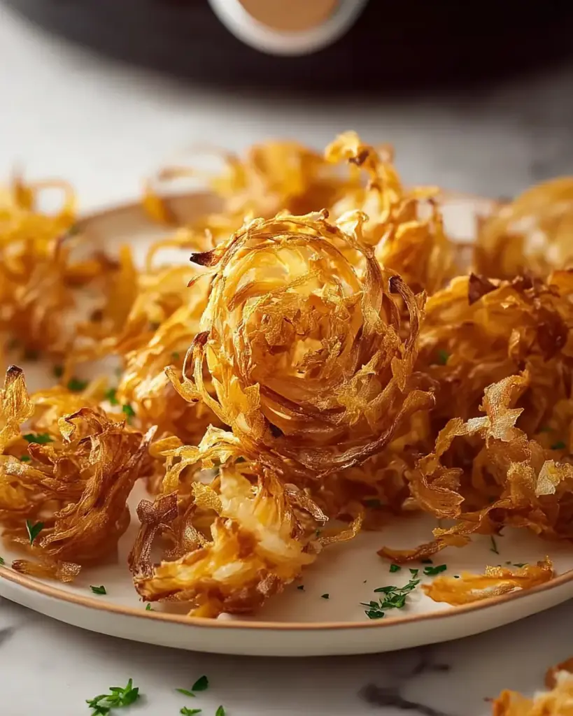 A delicious plate of Crispy Air Fryer Onions: Perfectly Crunchy Snack Recipe
