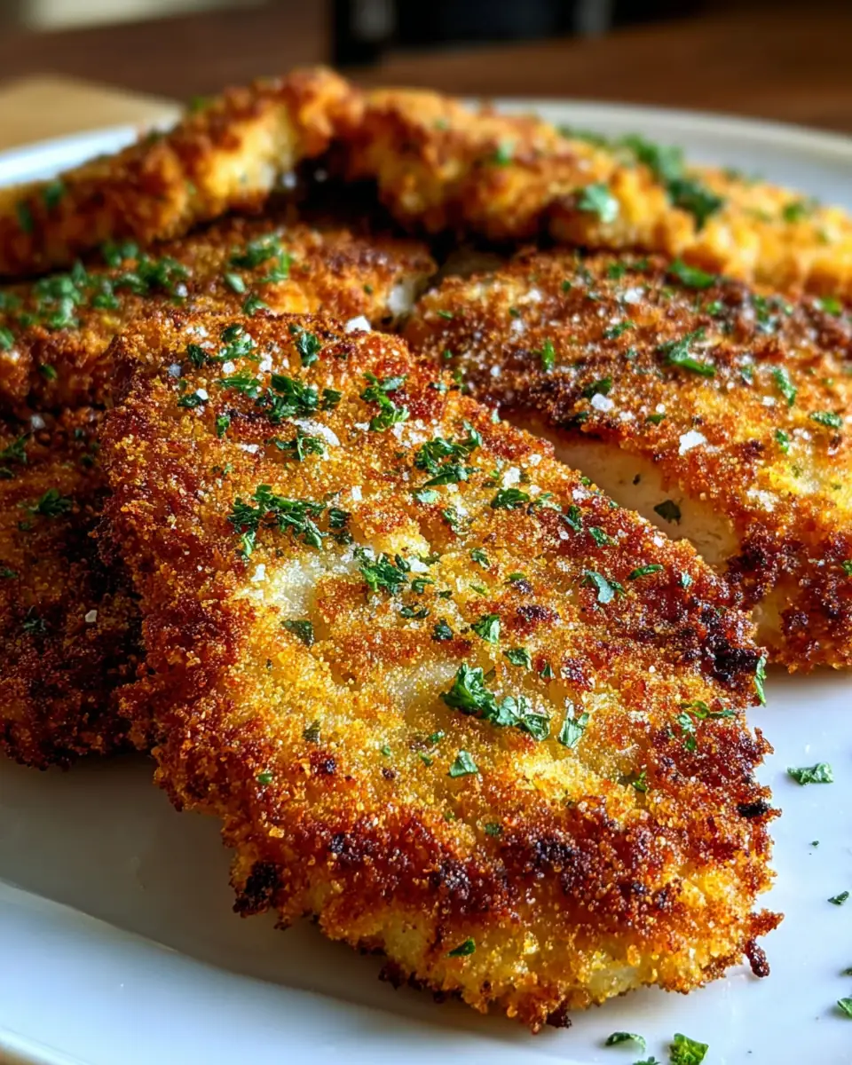 A delicious plate of Crispy Air Fryer Parmesan Crusted Chicken
