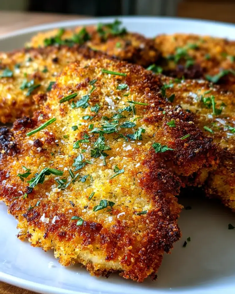 A delicious plate of Crispy Air Fryer Parmesan Crusted Chicken