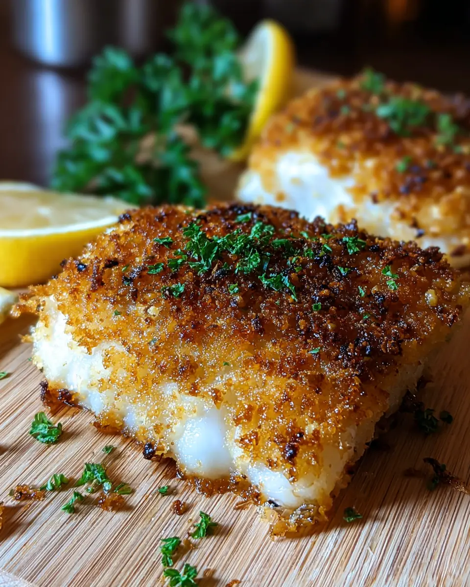 A delicious plate of Crispy Air Fryer Parmesan Crusted Cod