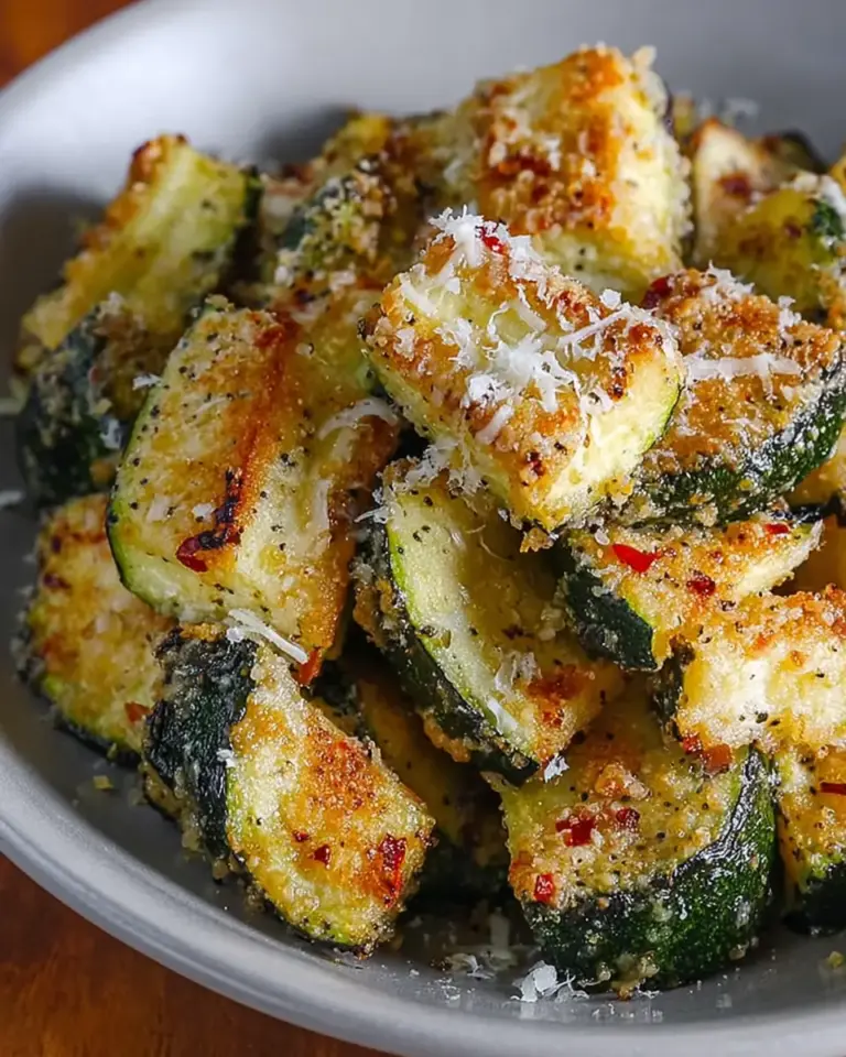 A delicious plate of Crispy Air Fryer Zucchini Parmesan Recipe