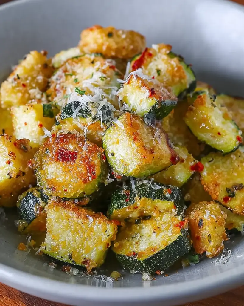 A delicious plate of Crispy Air Fryer Zucchini Parmesan Recipe