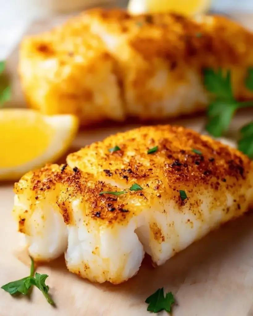 A delicious plate of Crispy and Flaky Air Fryer Cod