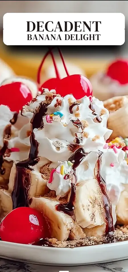 Pinterest pin (Design 2) for Banana Split Dessert