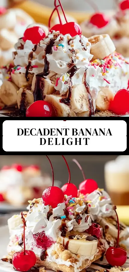 Pinterest pin (Design 3) for Banana Split Dessert