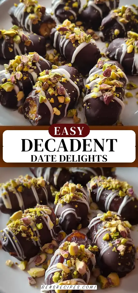 Pinterest pin (Design 3) for Gourmet Chocolate-Covered Date Desserts with Pistachio Cardamom Twist