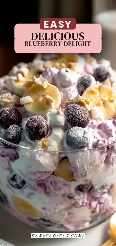 Pinterest pin (Design 2) for Blueberry Fluff Salad