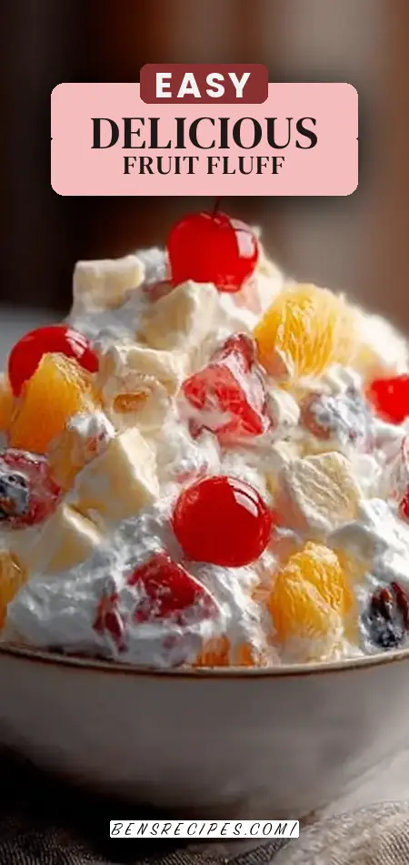 Pinterest pin (Design 2) for Creamy Fruit Fluff Salad