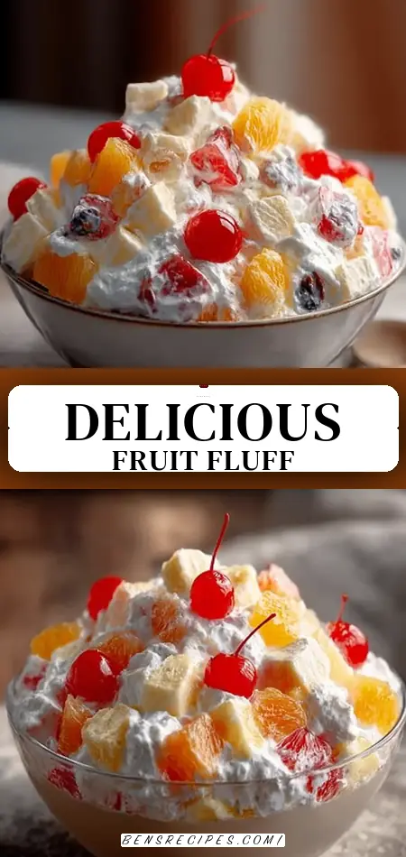 Pinterest pin (Design 3) for Creamy Fruit Fluff Salad