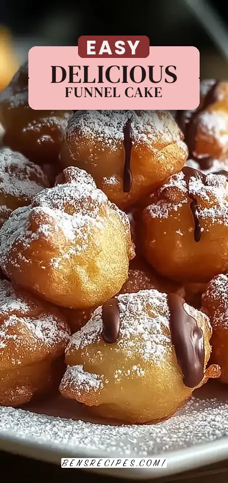 Pinterest pin (Design 2) for Funnel Cake Bites: A Delicious Twist on a Classic Fair Treat Recipe