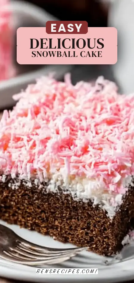 Pinterest pin (Design 2) for Snowball Cake Recipe