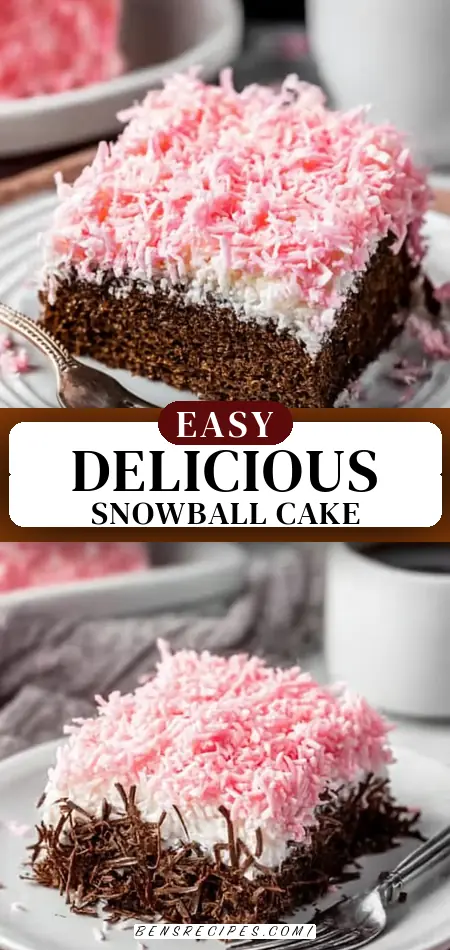 Pinterest pin (Design 3) for Snowball Cake Recipe