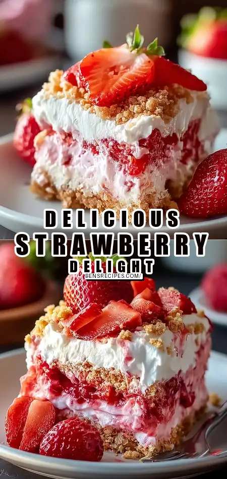 Pinterest pin (Design 1) for Strawberry Crunch Poke Cake